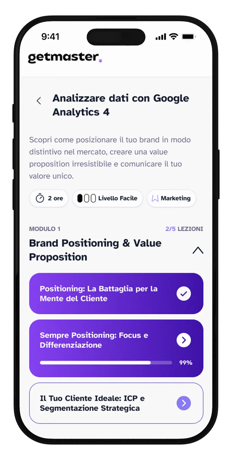 Anteprima dell'app GetMaster su smartphone